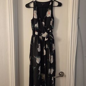 Banana Republic Sleeveless Magnolia Floral Print Wrap Midi Dress Size PETITE OP